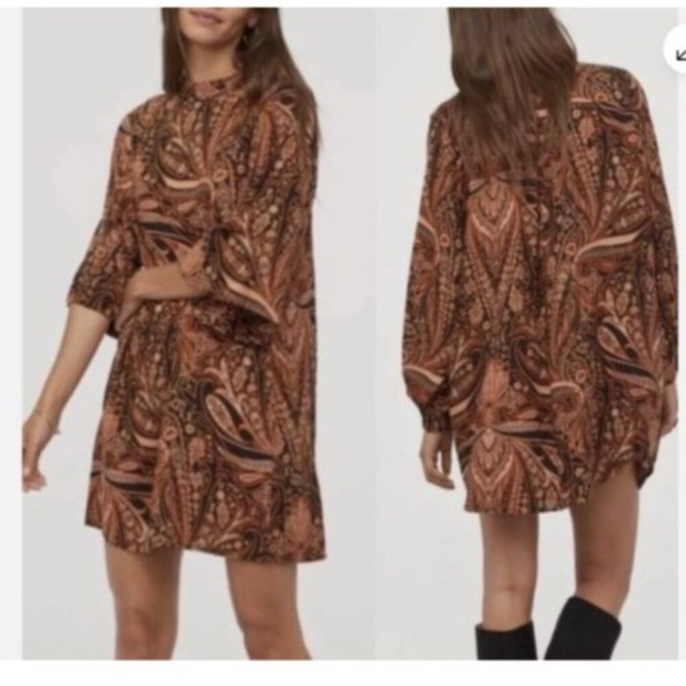 Richard Allan X H&M dress size 14 Womens Paisley 3/4 Sleeve Viscose boho new